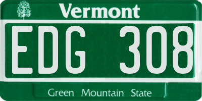 VT license plate EDG308