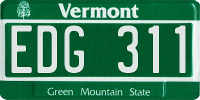 VT license plate EDG311