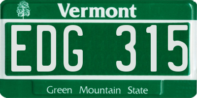VT license plate EDG315