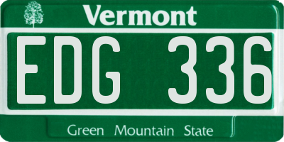VT license plate EDG336