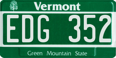 VT license plate EDG352