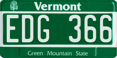 VT license plate EDG366
