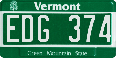 VT license plate EDG374