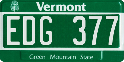 VT license plate EDG377