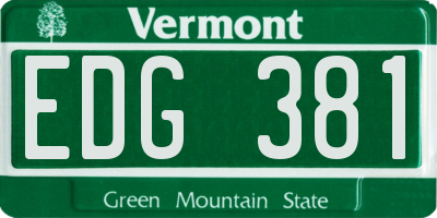 VT license plate EDG381