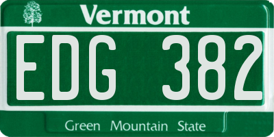 VT license plate EDG382
