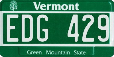 VT license plate EDG429