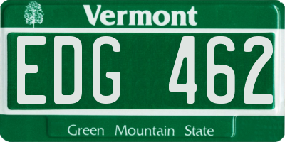 VT license plate EDG462
