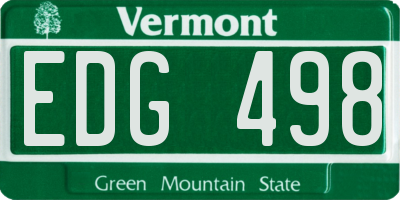 VT license plate EDG498