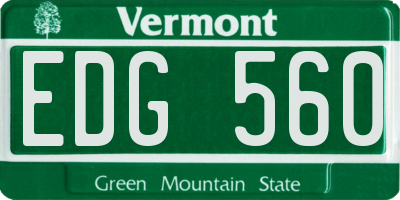 VT license plate EDG560