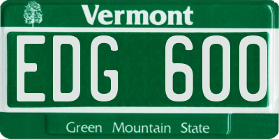VT license plate EDG600