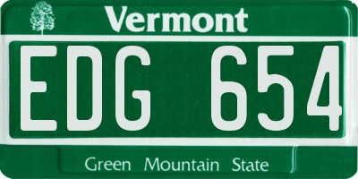 VT license plate EDG654