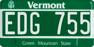 VT license plate EDG755