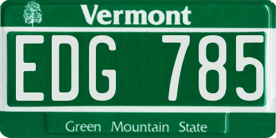 VT license plate EDG785