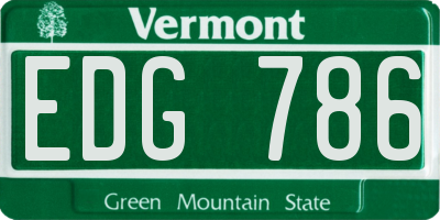 VT license plate EDG786