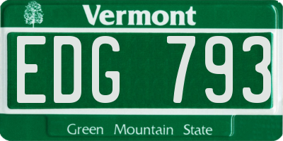 VT license plate EDG793