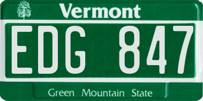 VT license plate EDG847