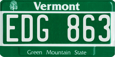 VT license plate EDG863