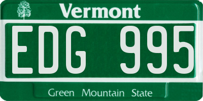 VT license plate EDG995