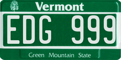 VT license plate EDG999