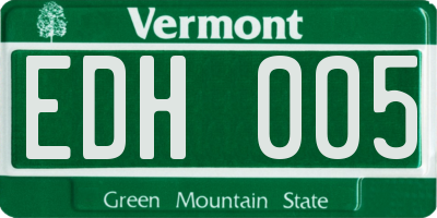 VT license plate EDH005