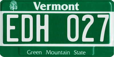 VT license plate EDH027