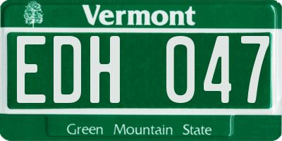 VT license plate EDH047