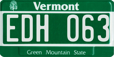 VT license plate EDH063