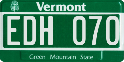 VT license plate EDH070