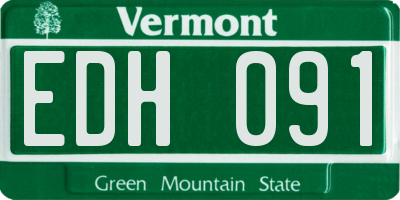 VT license plate EDH091