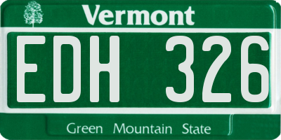 VT license plate EDH326