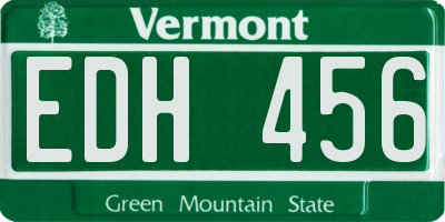 VT license plate EDH456