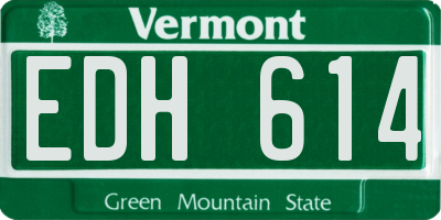 VT license plate EDH614