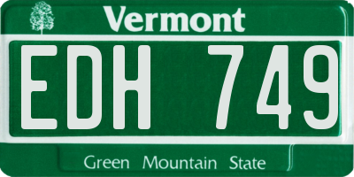 VT license plate EDH749