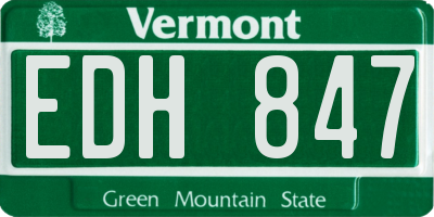 VT license plate EDH847