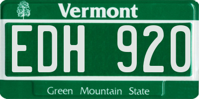 VT license plate EDH920