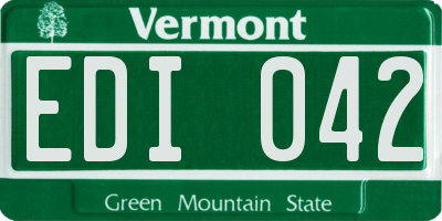 VT license plate EDI042