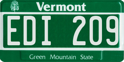 VT license plate EDI209