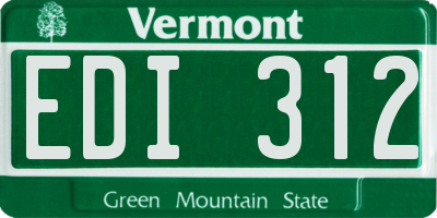 VT license plate EDI312