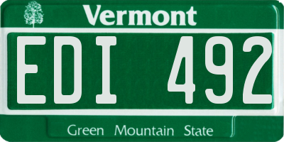 VT license plate EDI492