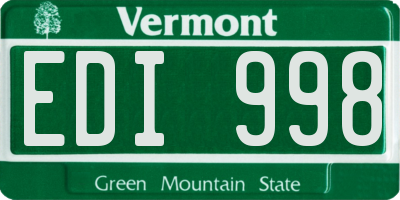 VT license plate EDI998