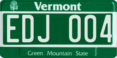 VT license plate EDJ004