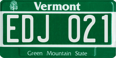 VT license plate EDJ021