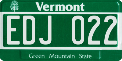 VT license plate EDJ022