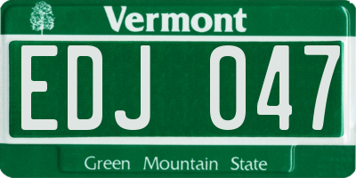 VT license plate EDJ047