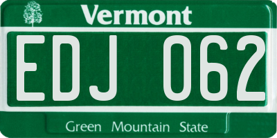 VT license plate EDJ062