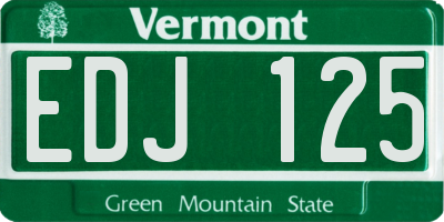 VT license plate EDJ125