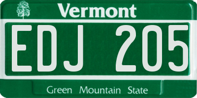 VT license plate EDJ205