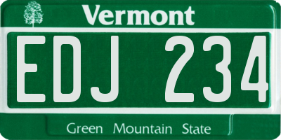VT license plate EDJ234