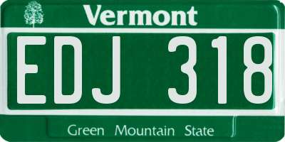 VT license plate EDJ318